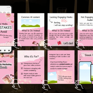 100 Pink Instagram Carousel Templates – Editable Canva Designs with PLR & MRR