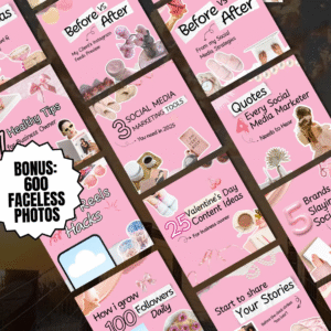 100 Pink Instagram Carousel Templates – Editable Canva Designs with PLR & MRR